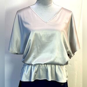 #0149 The Limited Oversized Elastic Waist V-neck Batwing Open Sleeve Shirt-M